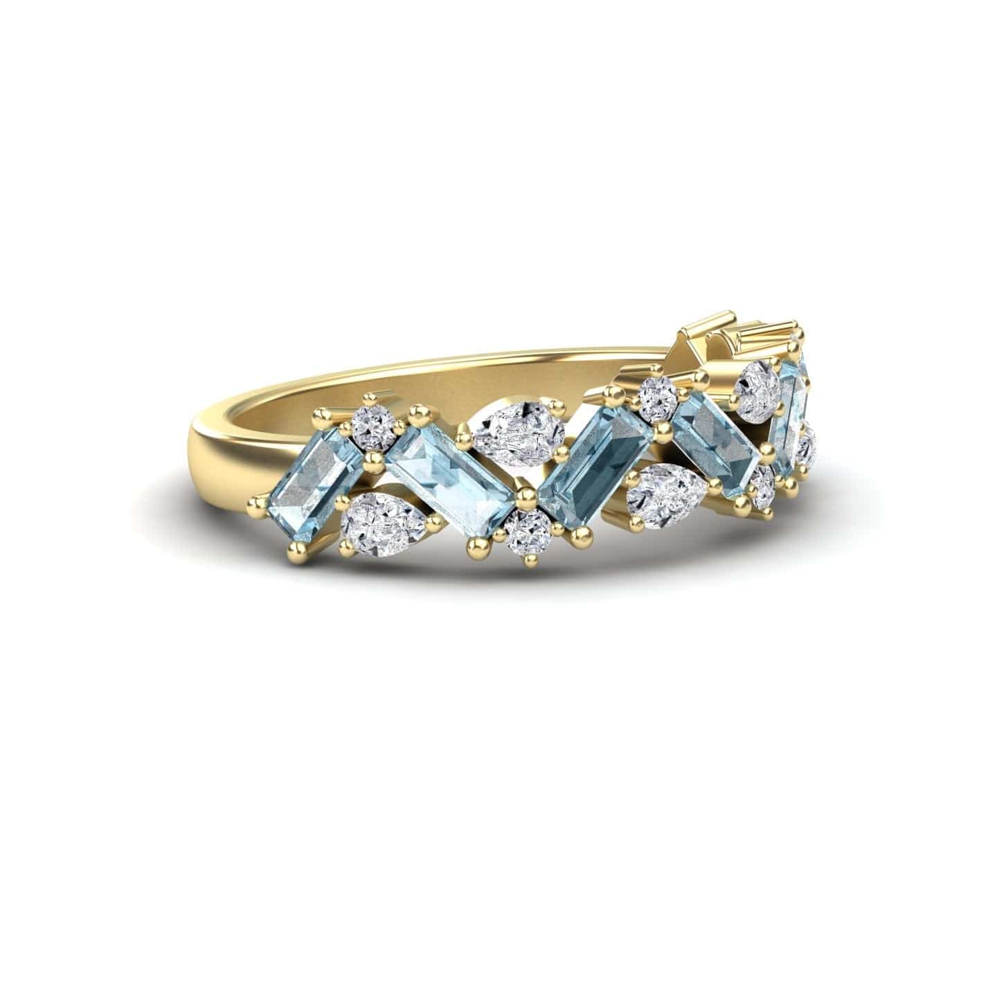 Aquamarine & Diamond Zigzag Eternity Band - Aimee