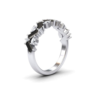 Black & White Diamond Zigzag Eternity Band - Aimee