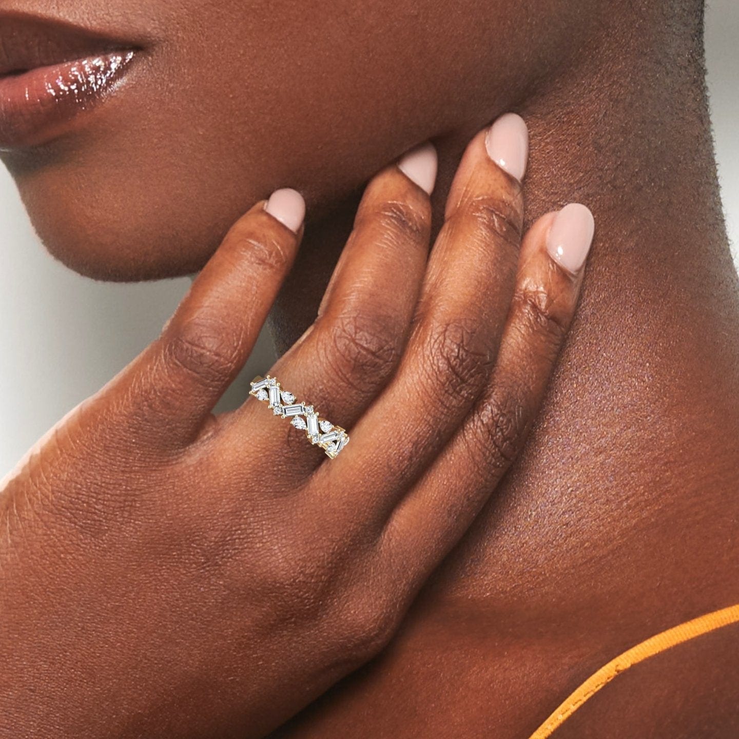 White Diamond Zigzag Eternity Band - Aimee