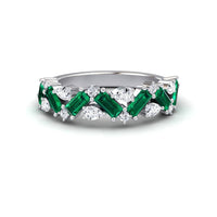 Emerald & Diamond Zigzag Eternity Band - Aimee