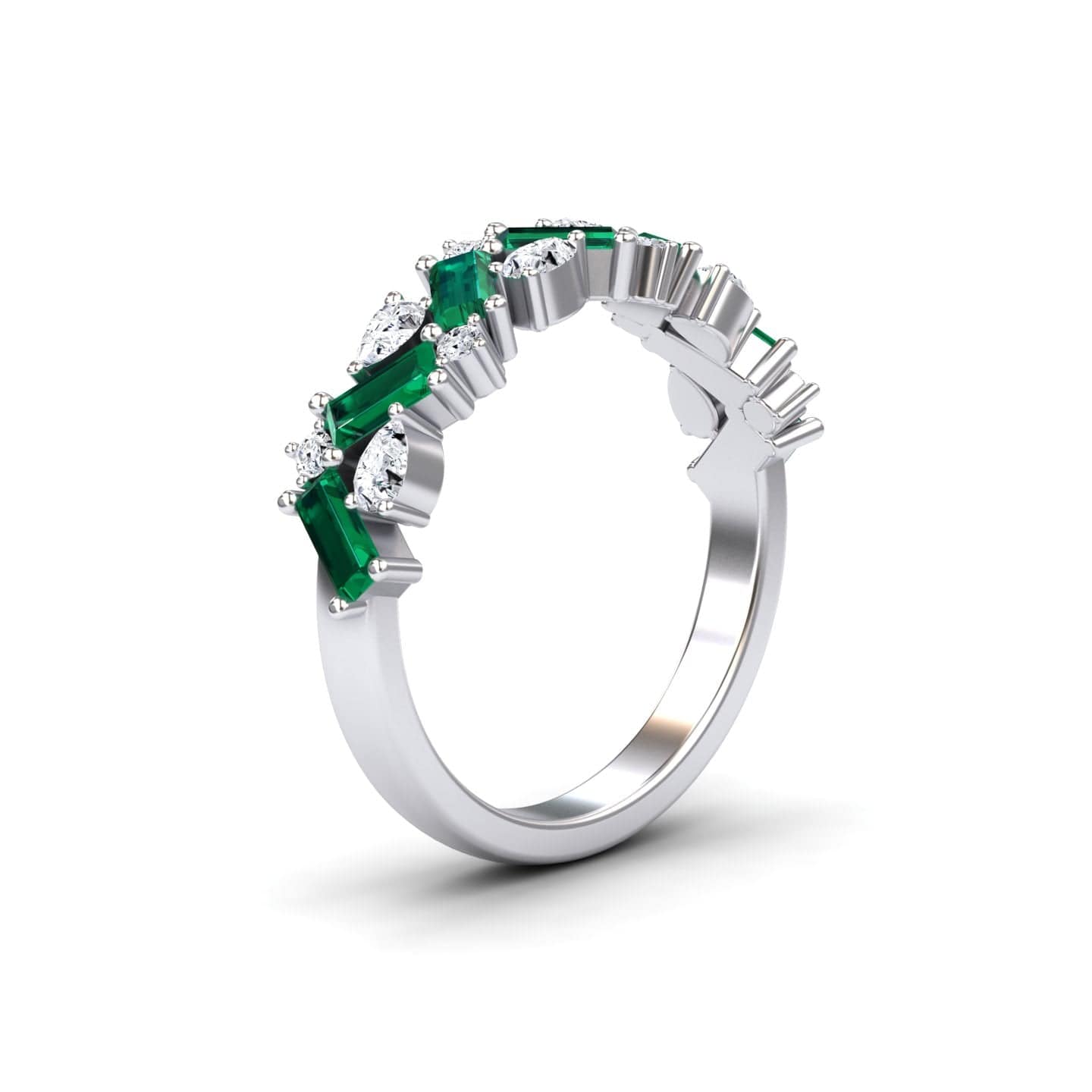 Emerald & Diamond Zigzag Eternity Band - Aimee