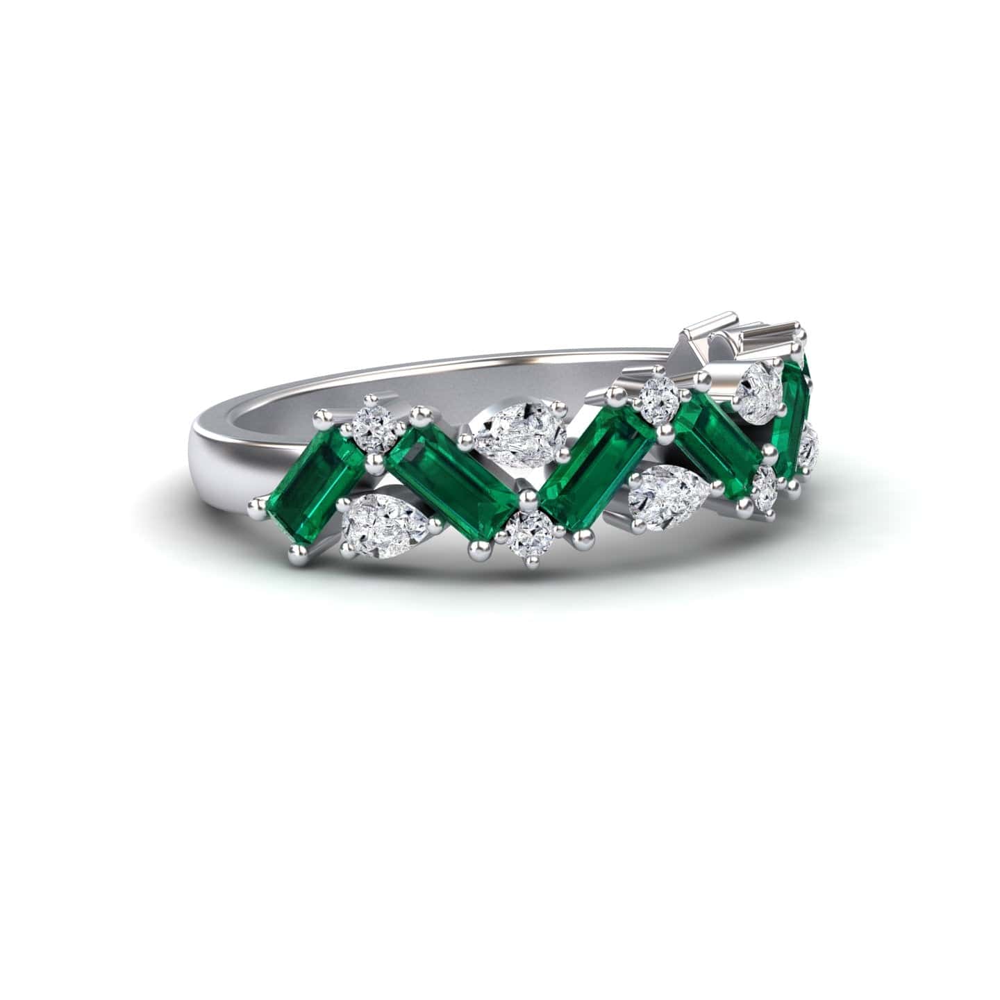 Emerald & Diamond Zigzag Eternity Band - Aimee