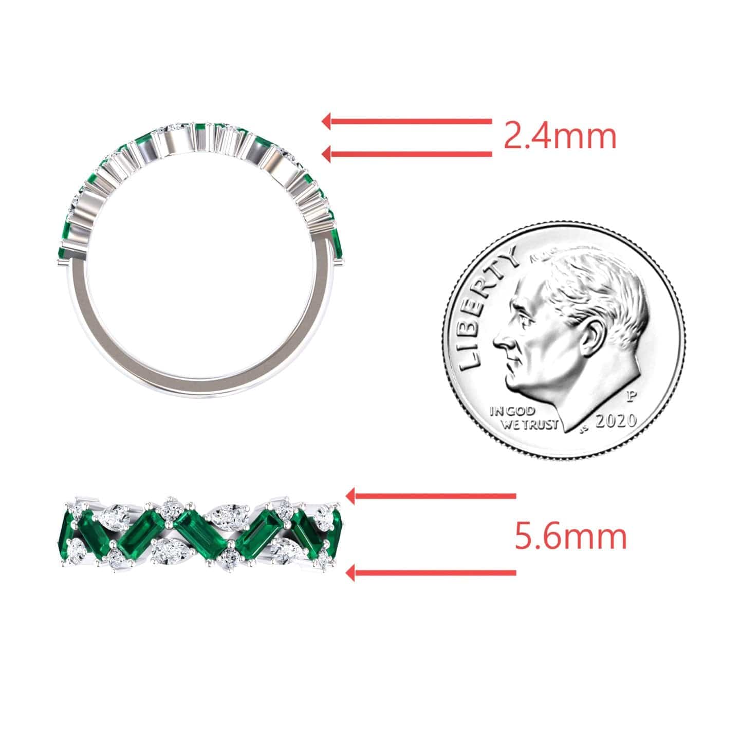 Emerald & Diamond Zigzag Eternity Band - Aimee