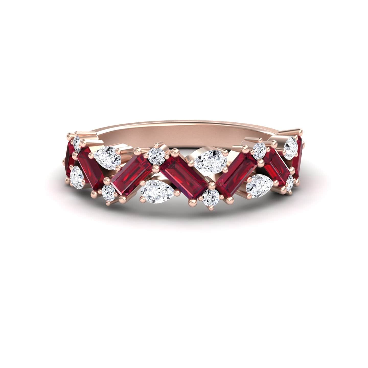 Ruby & Diamond Zigzag Eternity Band - Aimee