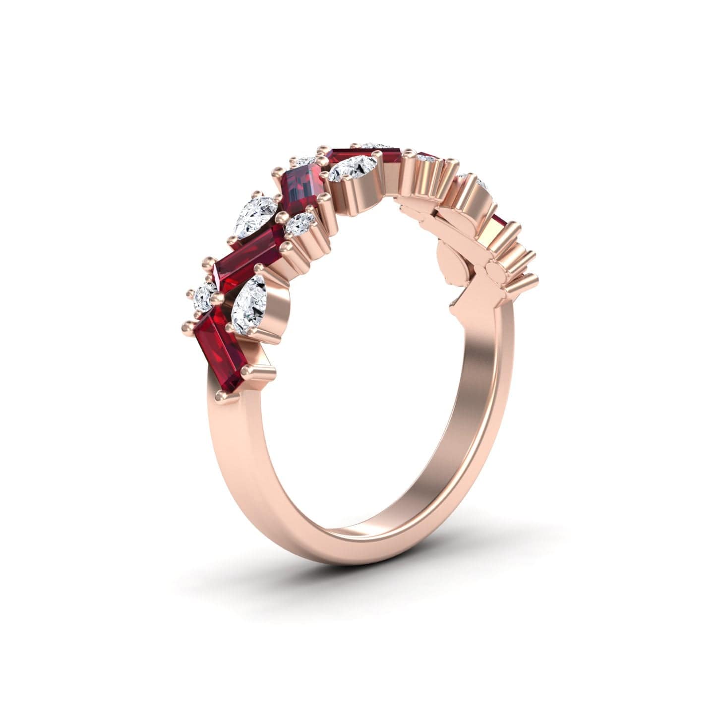 Ruby & Diamond Zigzag Eternity Band - Aimee