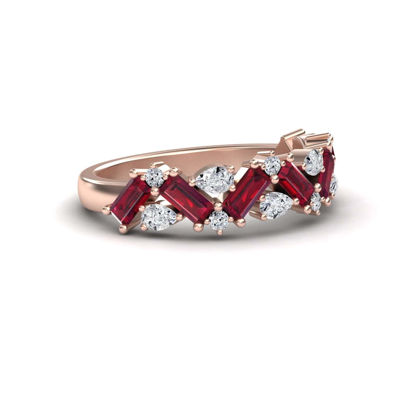 Ruby & Diamond  Zigzag Eternity Band - Aimee