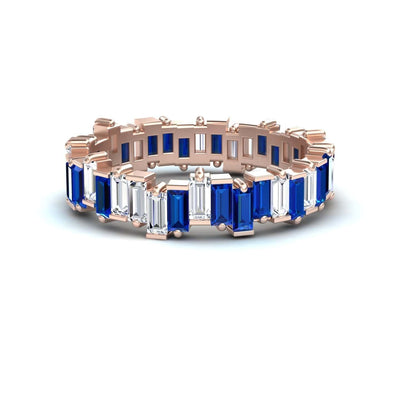 Blue Sapphire & Diamond Classic Eternity Band