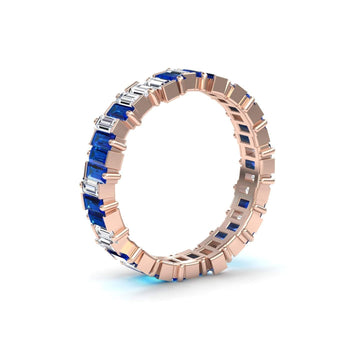 Blue Sapphire & Diamond Classic Eternity Band - Samantha