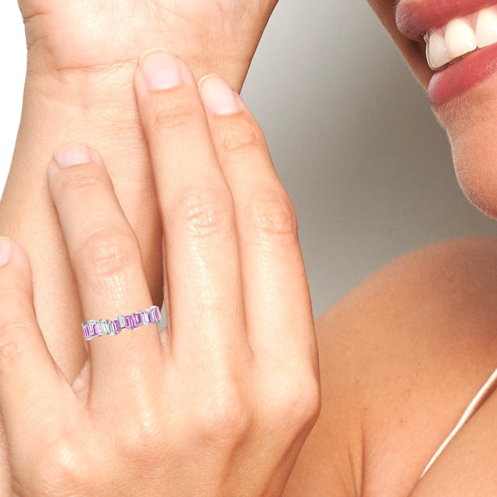 Pink Sapphire & Diamond Classic Eternity Band - Samantha