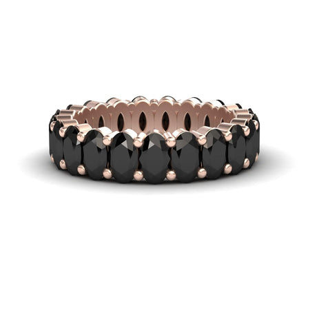 The Black Diamond Full Eternity Band - Diana showcases a continuous row of oval black gems in rose gold prong settings, displayed on a white background.
