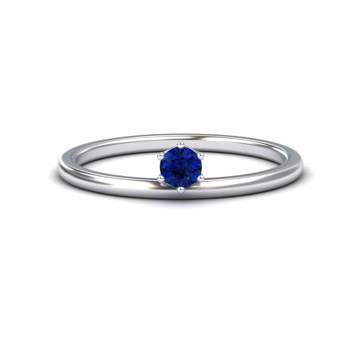 Blue Sapphire Solitaire Petite Ring - Faria