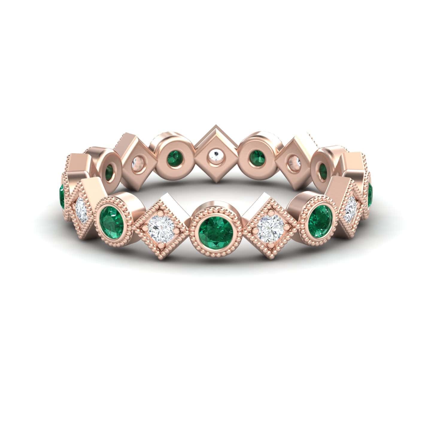Emerald & Diamond Geometric Eternity Band - Hetal