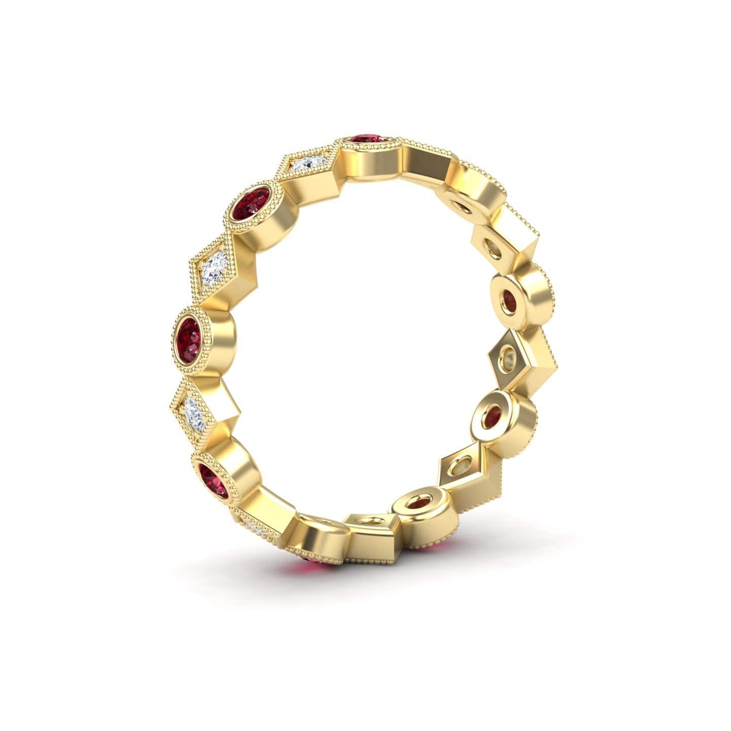 Ruby & Diamond Geometric Eternity Band - Hetal