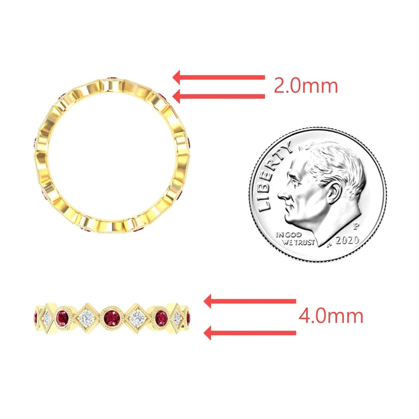 Ruby & Diamond Geometric Eternity Band - Hetal