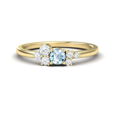 Aquamarine & Diamond Cluster Ring