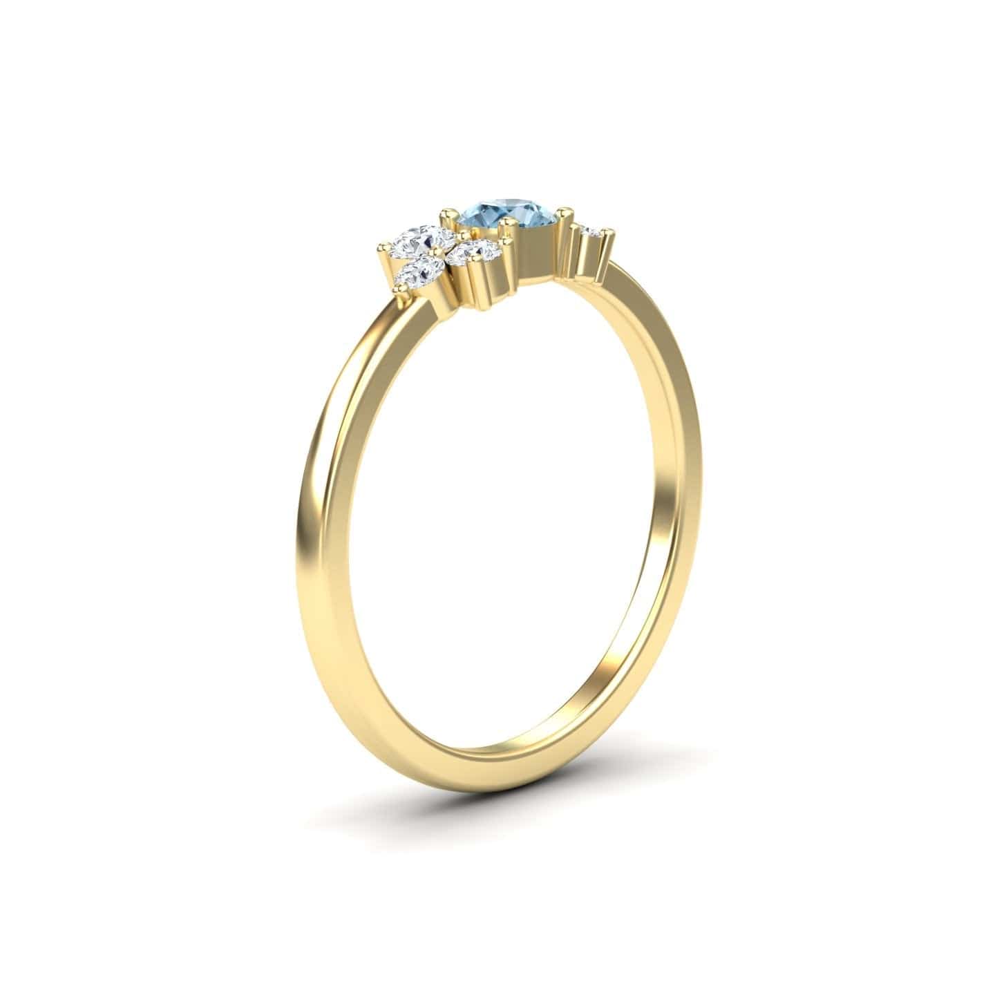 Aquamarine & Diamond Cluster Ring - Liana
