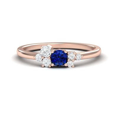 Blue Sapphire & Diamond Cluster Ring