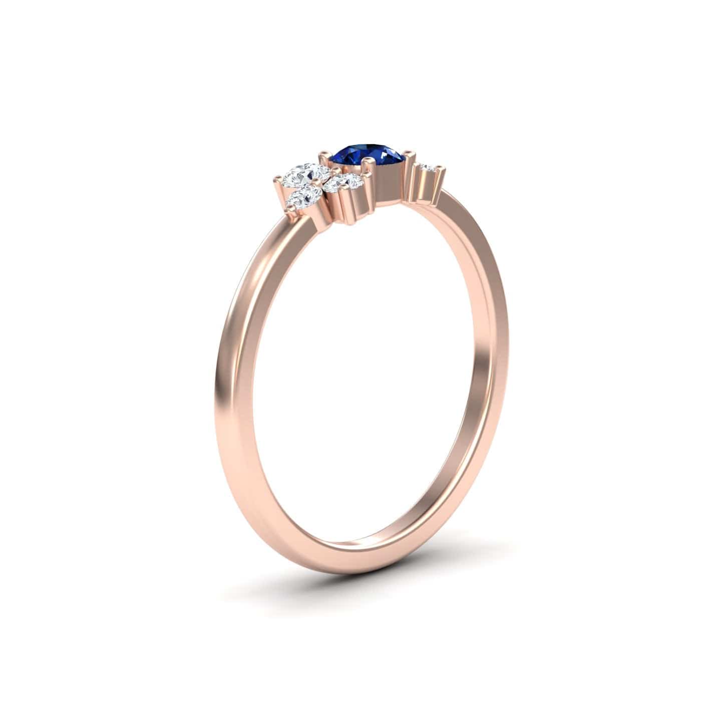 Blue Sapphire & Diamond Cluster Ring - Liana