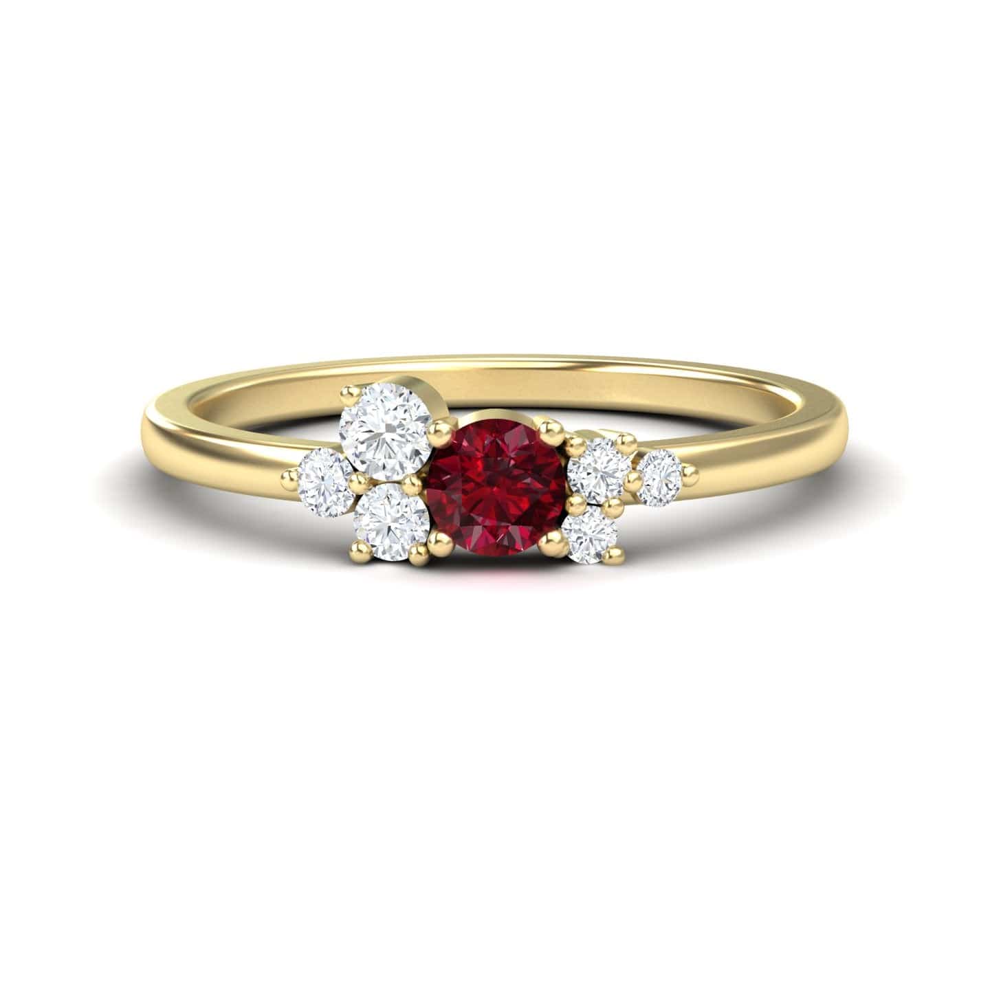 Ruby & Diamond Cluster Ring - Liana