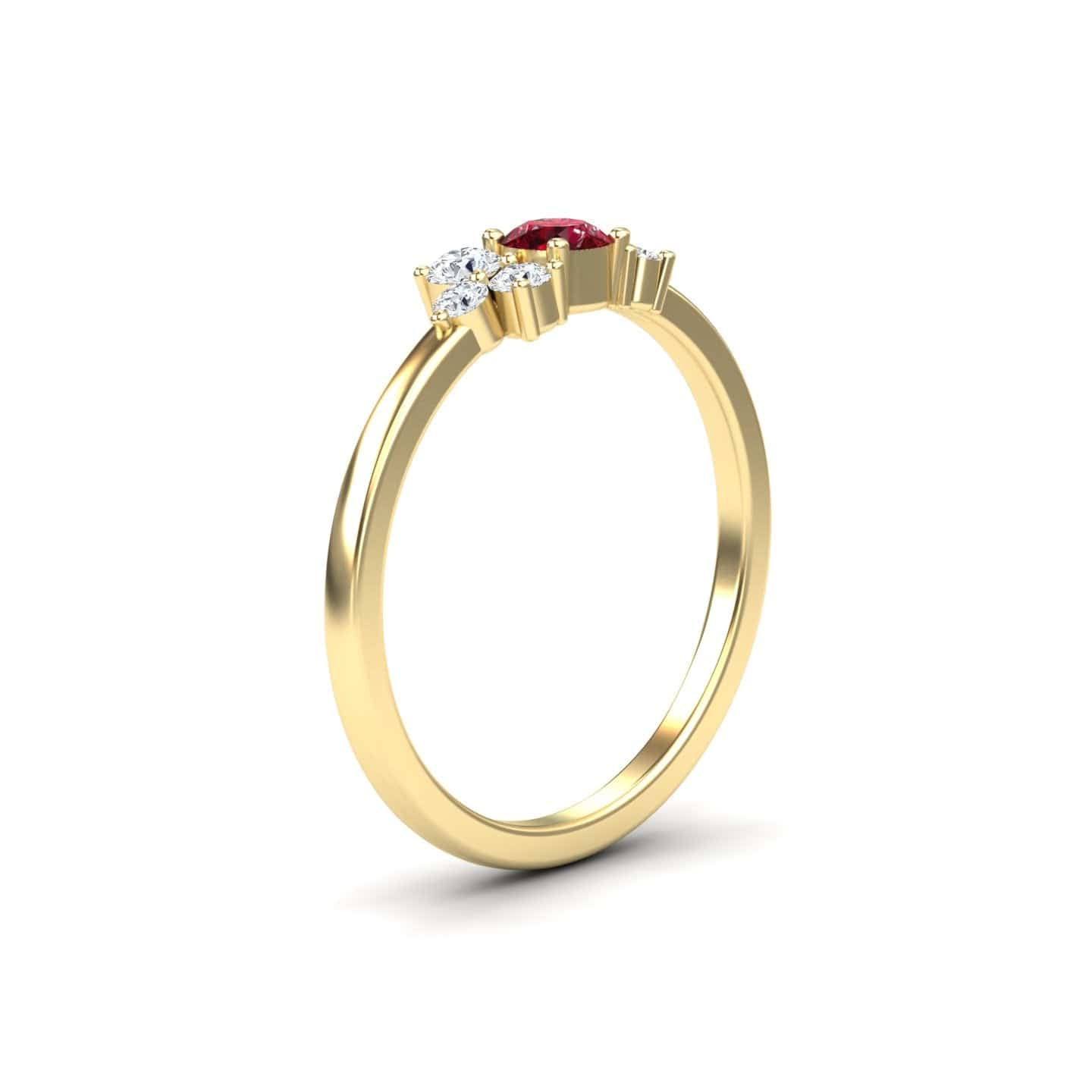Ruby & Diamond Cluster Ring - Liana