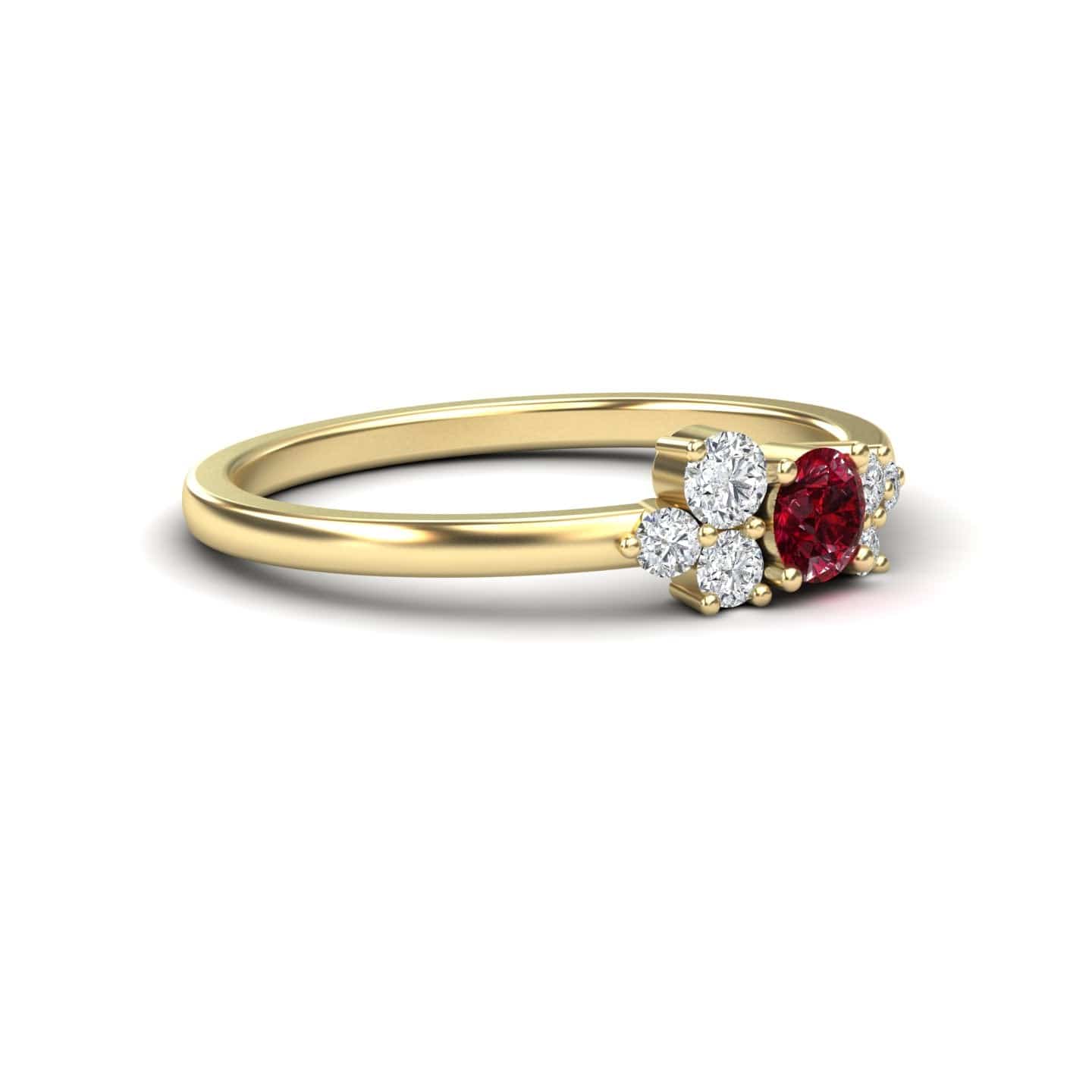 Ruby & Diamond Cluster Ring - Liana