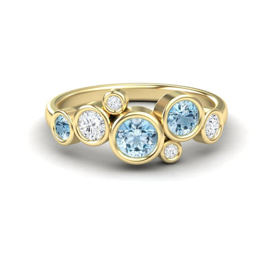 Aquamarine & Diamond Bubble Ring