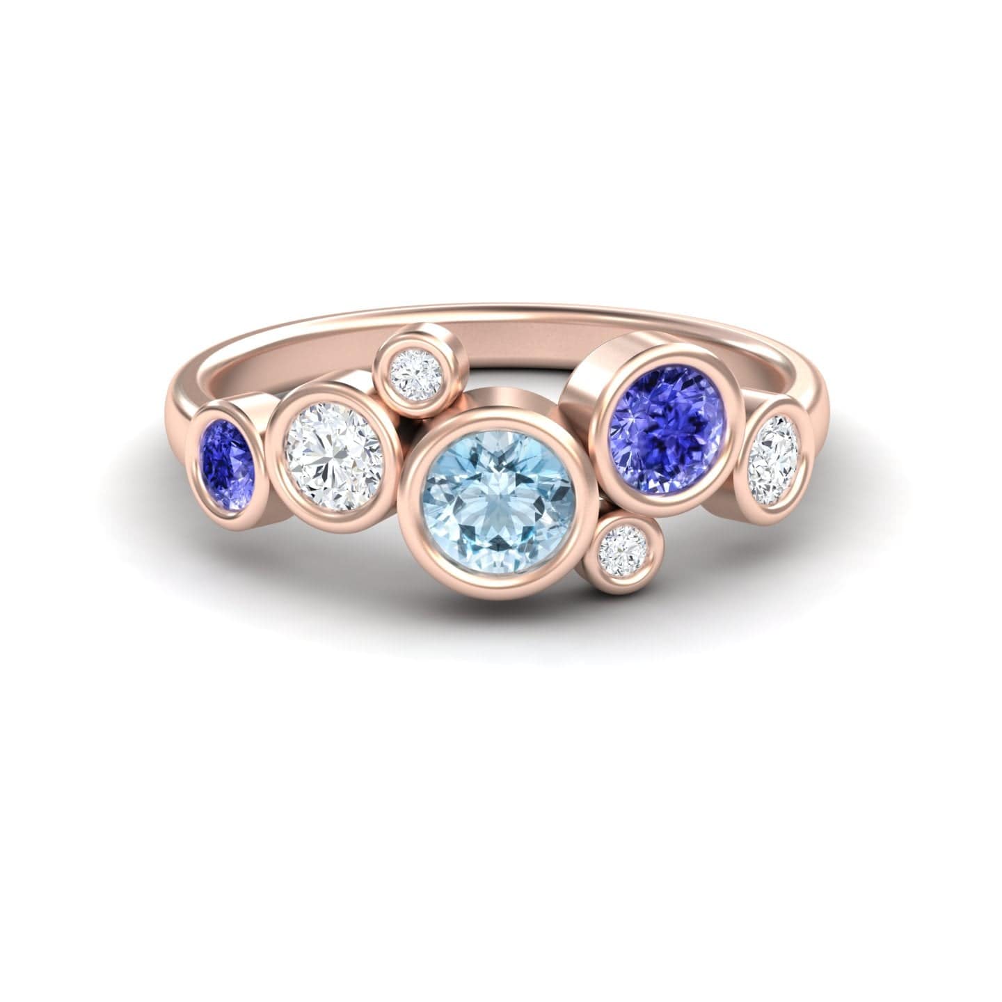 Aquamarine & Tanzanite Bubble Ring - Carmen