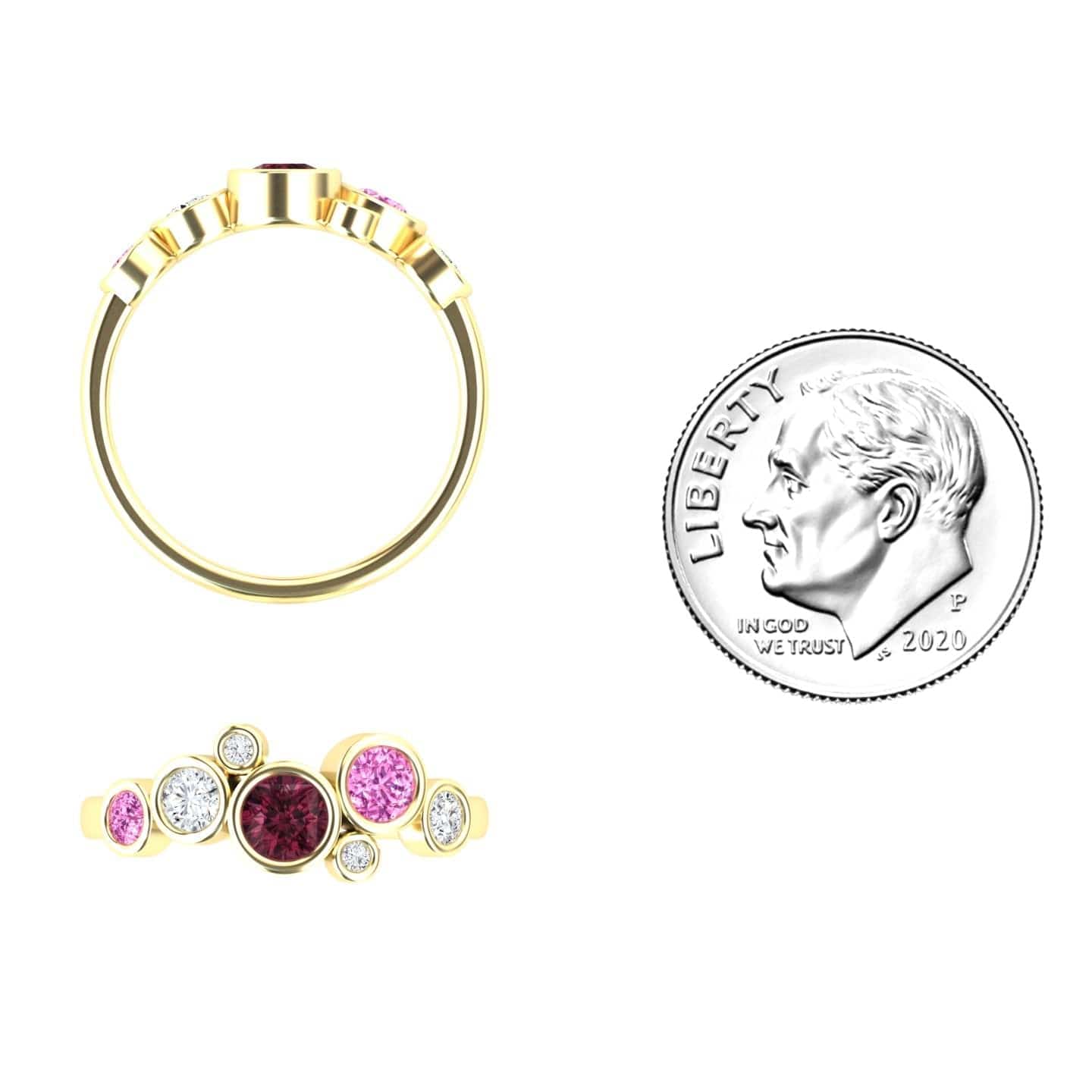Ruby & Pink Sapphire Bubble Ring - Carmen