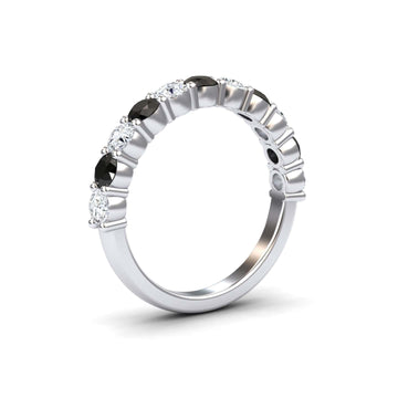 Black & White Diamond Half Eternity Wedding Ring - Parveen