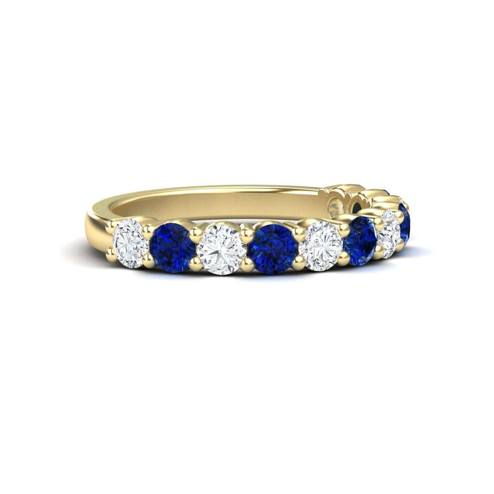 Blue Sapphire & Diamond Half Eternity Wedding Ring - Parveen