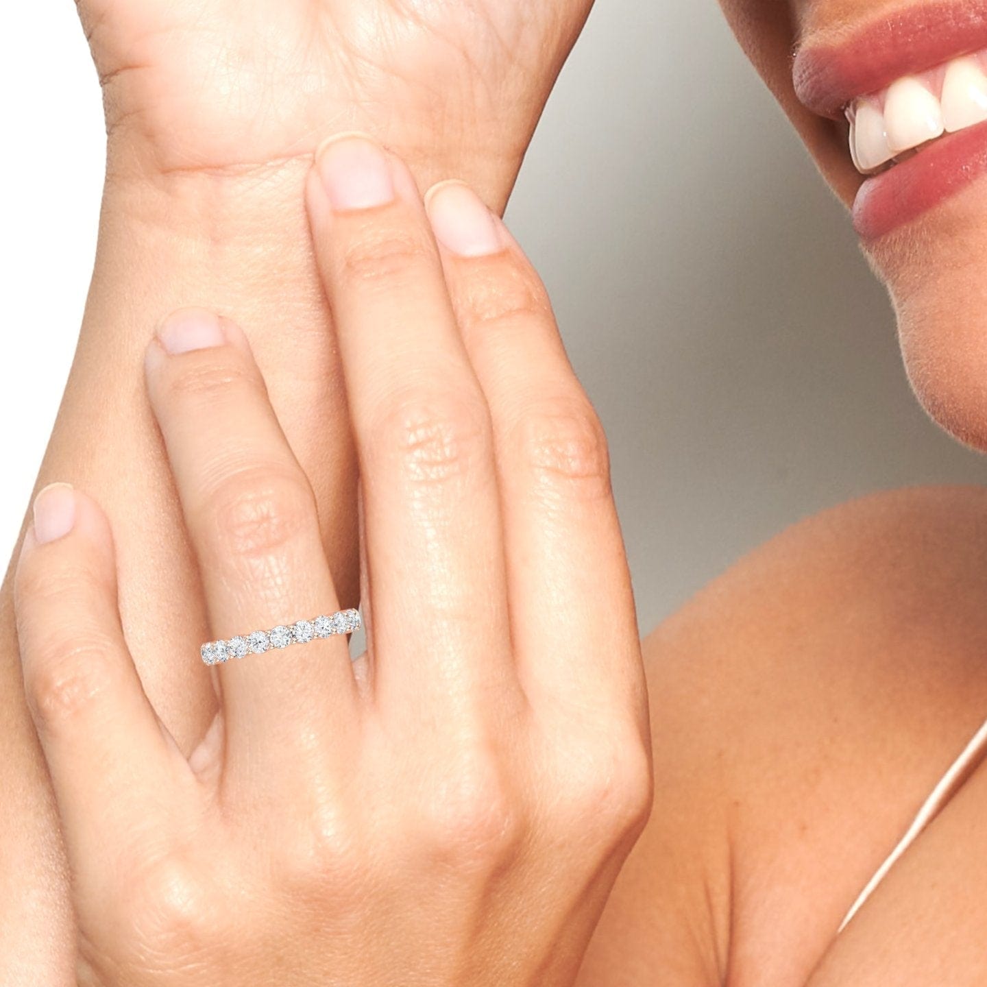 White Diamond Half Eternity Wedding Ring - Parveen