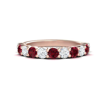Ruby & Diamond Half Eternity Wedding Ring - Parveen