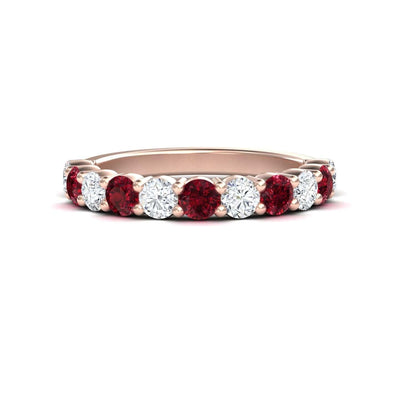 Ruby & Diamond Half Eternity Wedding Ring