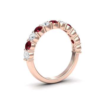 Ruby & Diamond Half Eternity Wedding Ring - Parveen