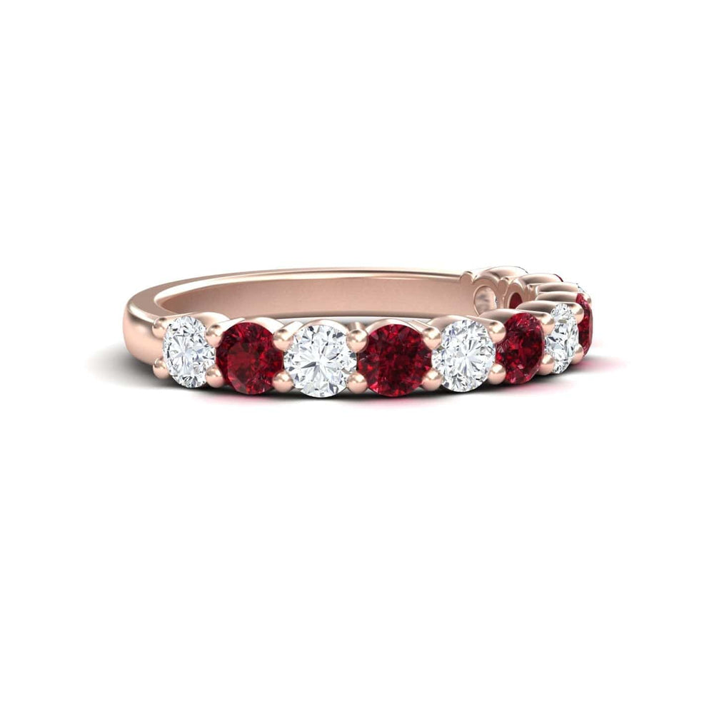 Ruby & Diamond Half Eternity Wedding Ring - Parveen