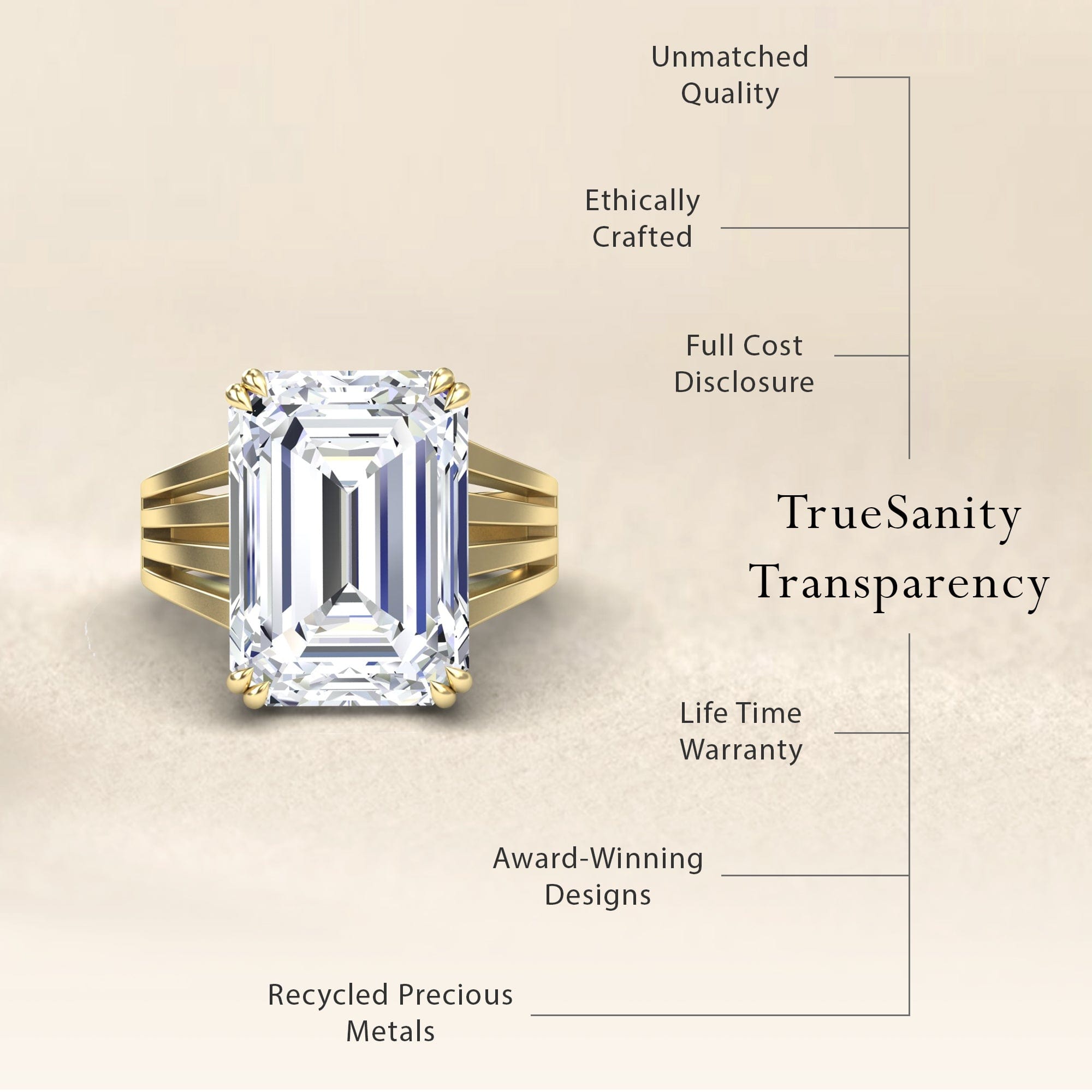 Moissanite & Diamond Fashion Solitaire Ring - Tasmia