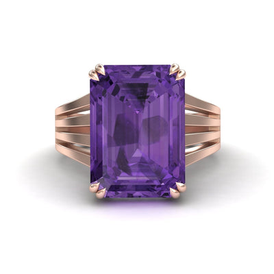 Amethyst & Diamond Fashion Solitaire Ring