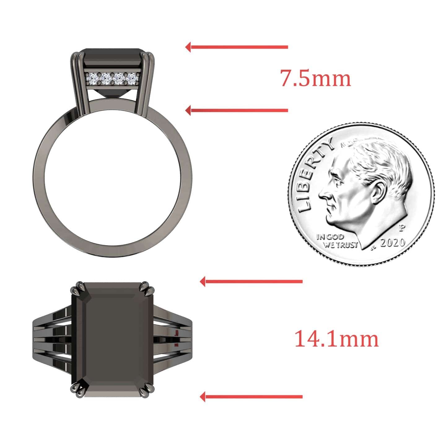 Black & White Diamond Fashion Solitaire Ring - Tasmia