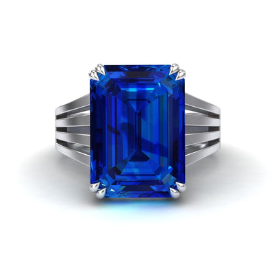 Lab Grown Blue Sapphire & Diamond Fashion Solitaire Ring