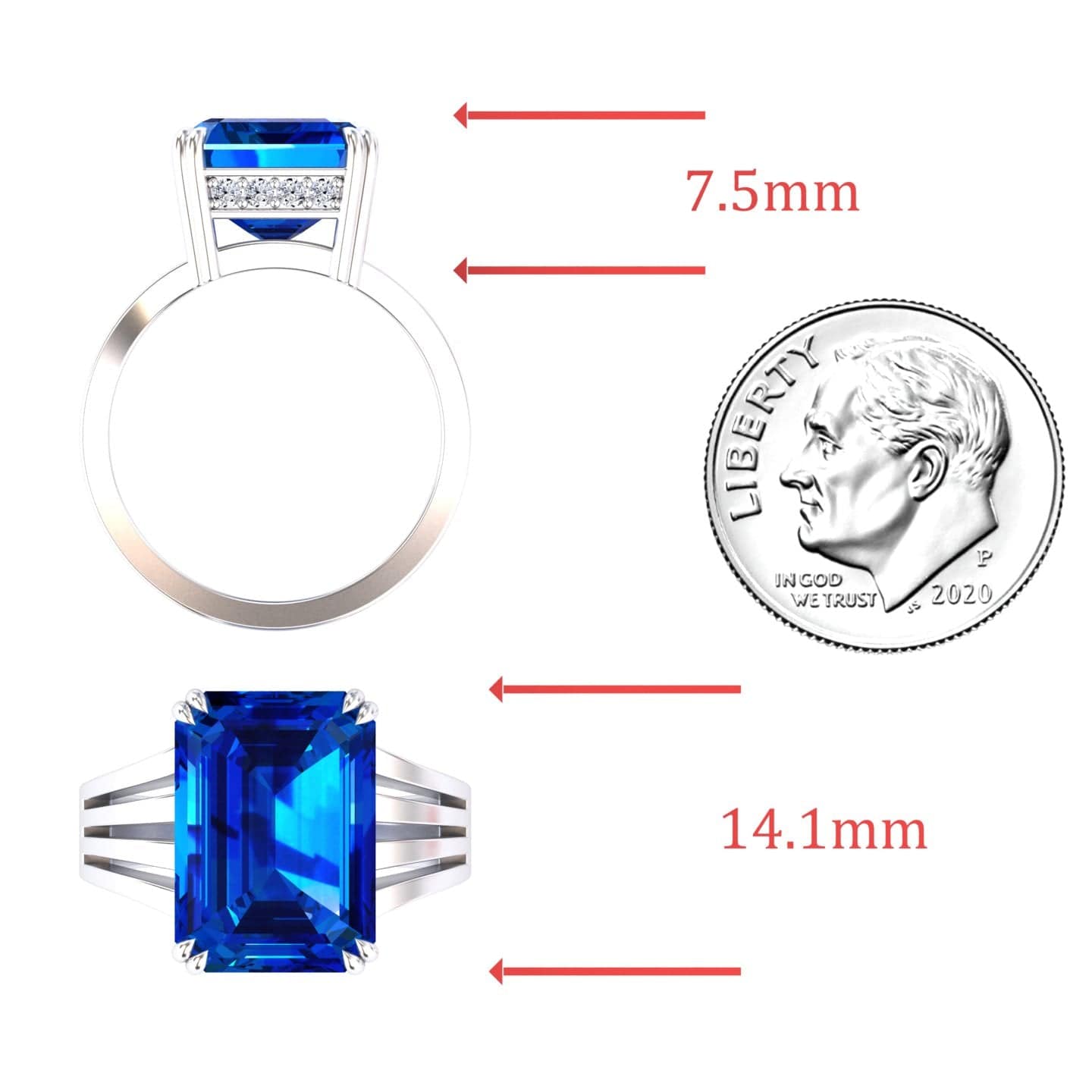 Lab Grown Blue Sapphire & Diamond Fashion Solitaire Ring - Tasmia