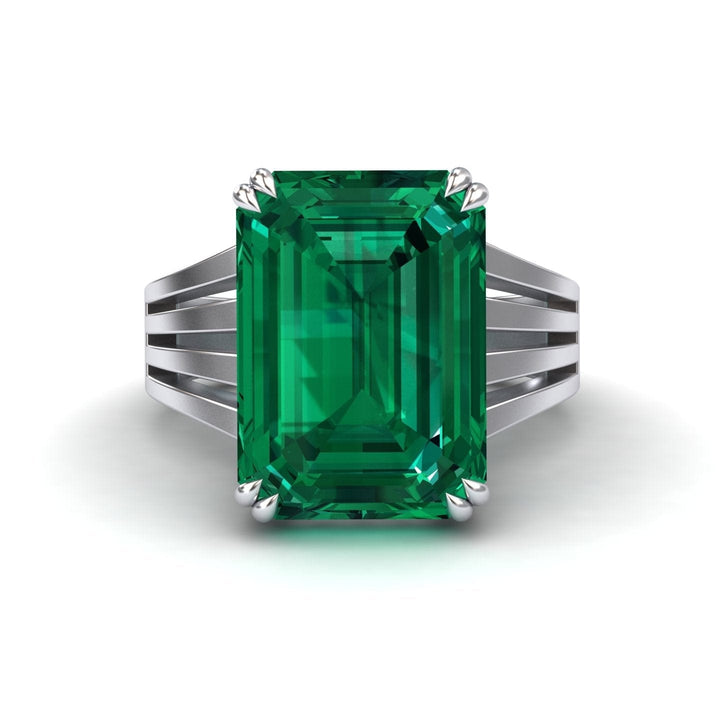 Lab Grown Emerald & Diamond Fashion Solitaire Ring - Tasmia