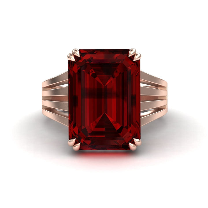 Garnet & Diamond Fashion Solitaire Ring - Tasmia