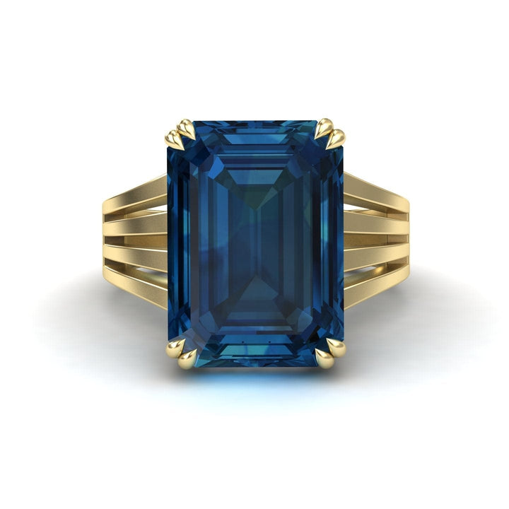 London Blue Topaz & Diamond Fashion Solitaire Ring - Tasmia