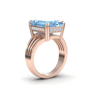 Swiss Blue Topaz & Diamond Fashion Solitaire Ring - Tasmia