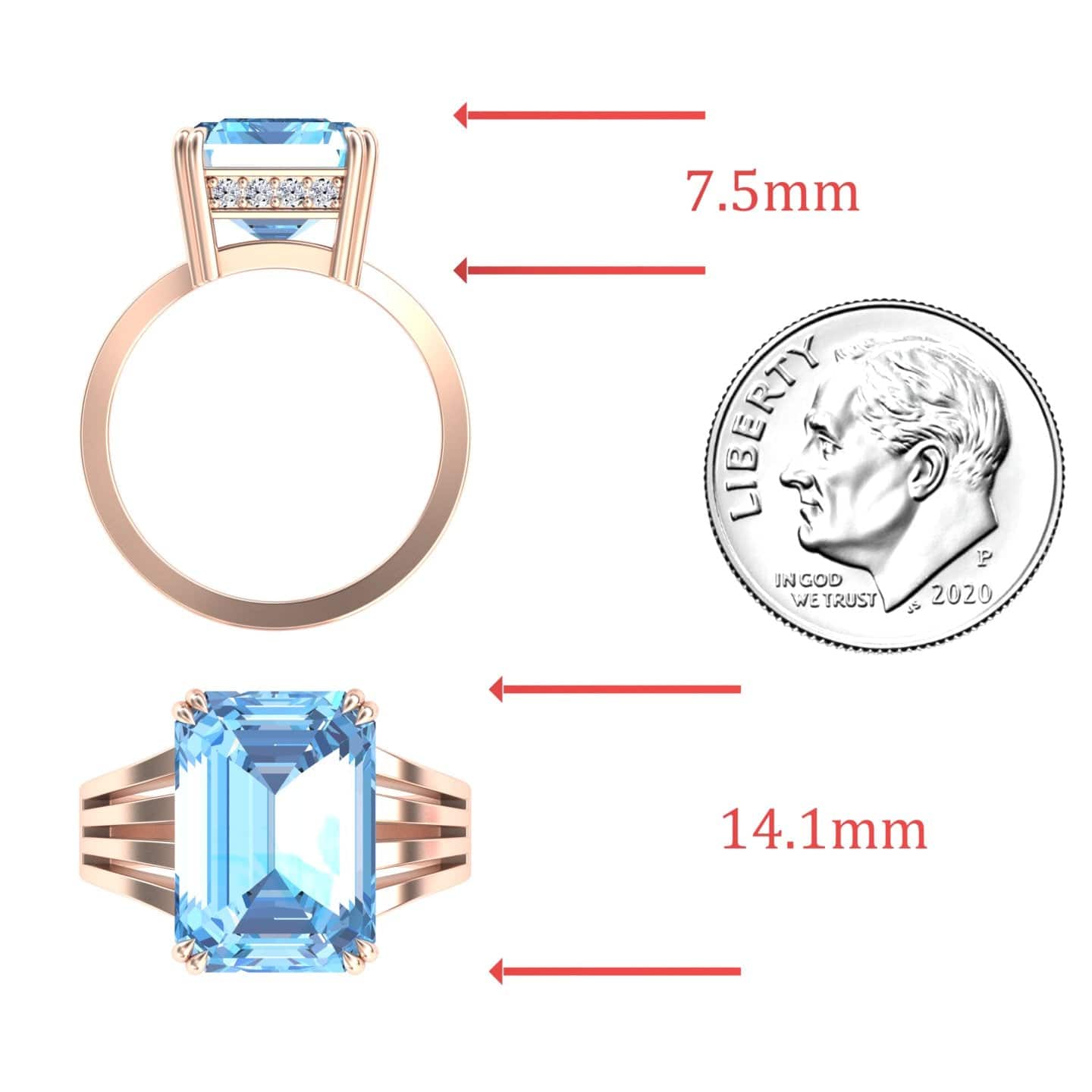 Swiss Blue Topaz & Diamond Fashion Solitaire Ring - Tasmia