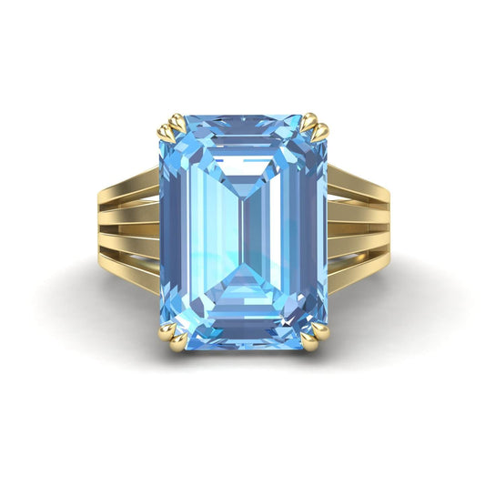 Swiss Blue Topaz & Diamond Fashion Solitaire Ring - Tasmia