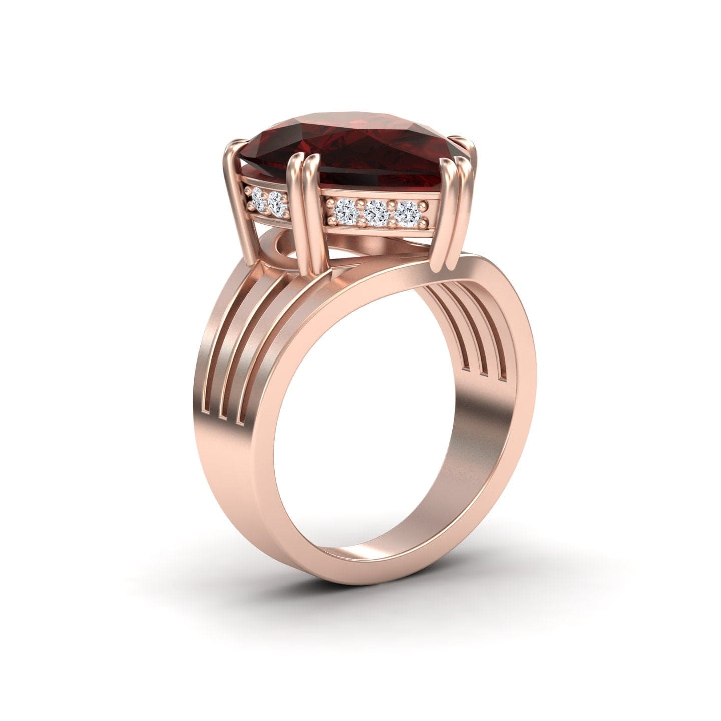 Garnet & Diamond Regal Ring - Anna