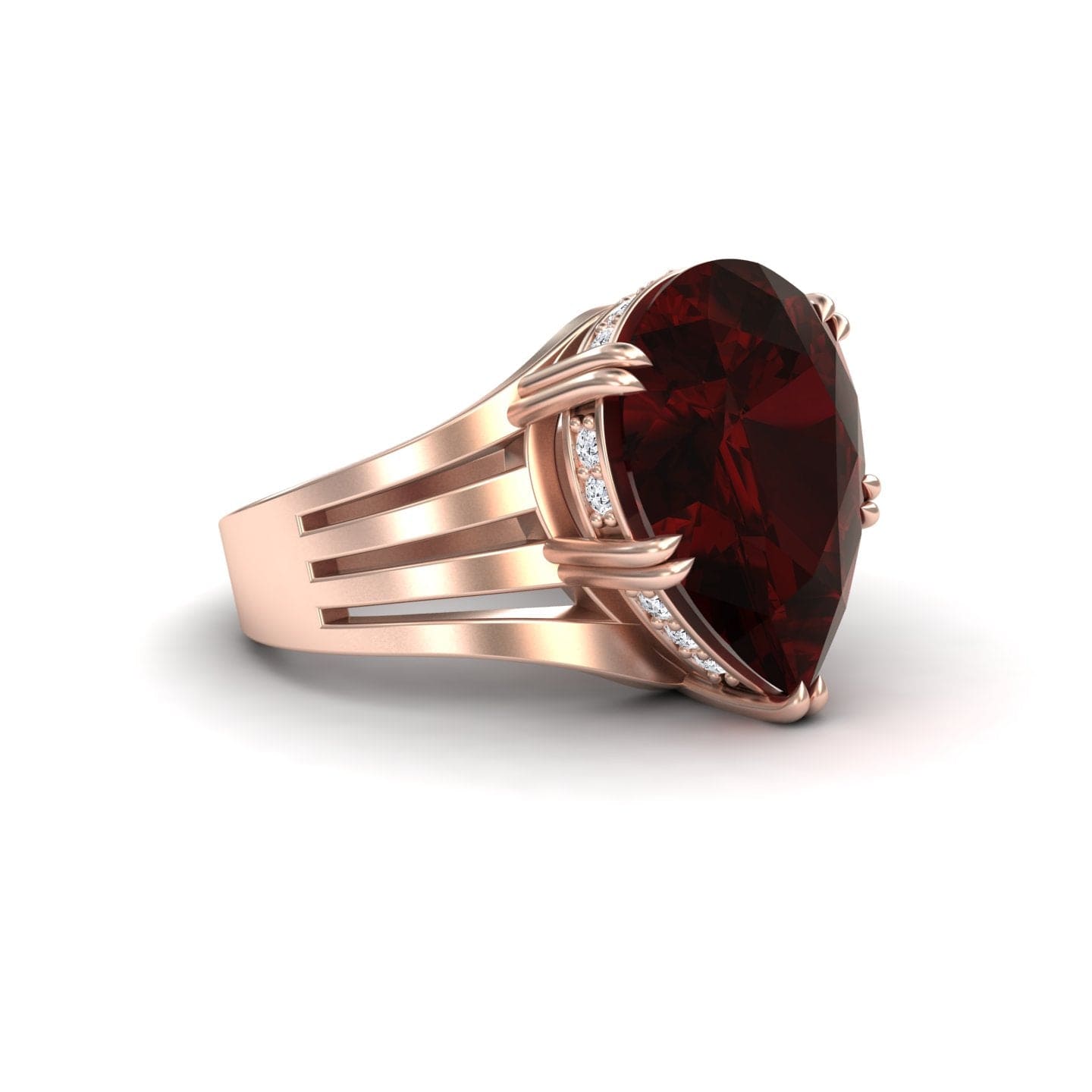 Garnet & Diamond Regal Ring - Anna