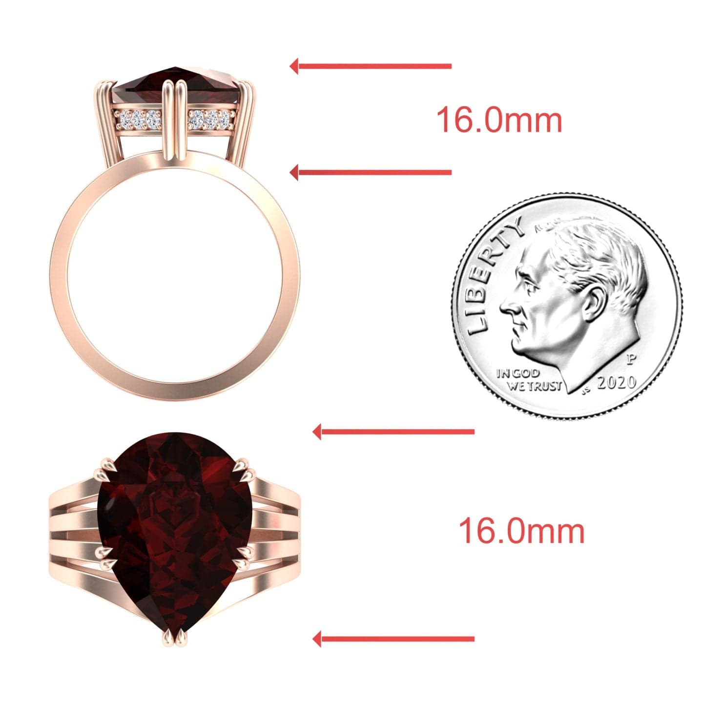 Garnet & Diamond Regal Ring - Anna