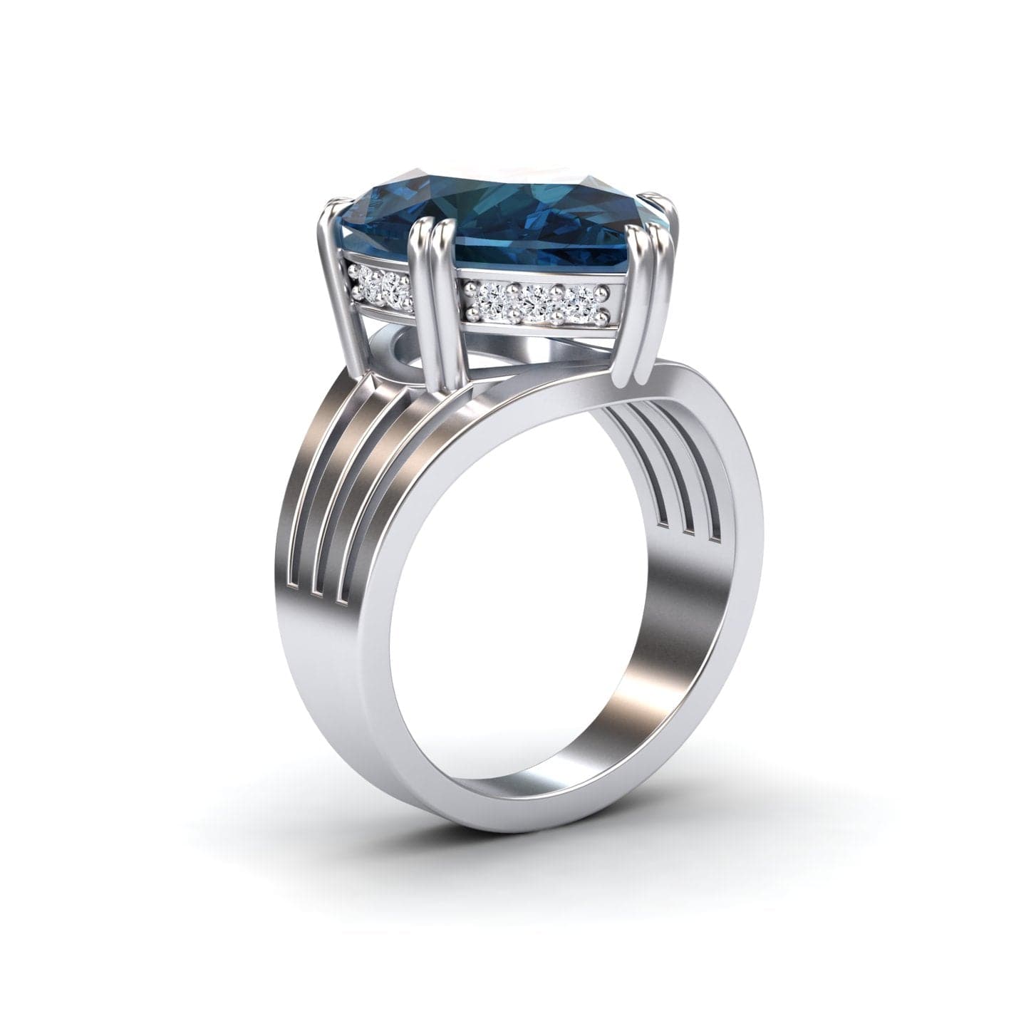 London Blue Topaz & Diamond Regal Ring - Anna